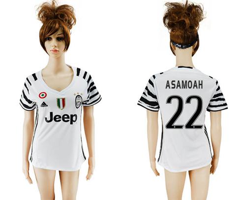 Women's Juventus #22 Asamoah Sec Away Soccer Club Jersey - Click Image to Close